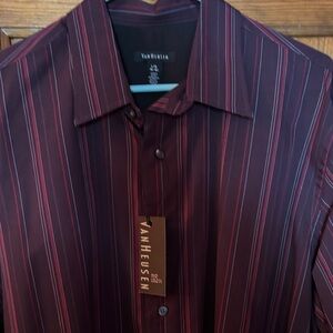 Van Heusen Men's Dark Brown Pinstripe Shirt